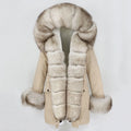 OFTBUY 2024 Casual Style Winter Women's Fashion Loose Long Overcoat Detachable Fox Fur Collar Snowproof Parkas Big Fur Outerwear