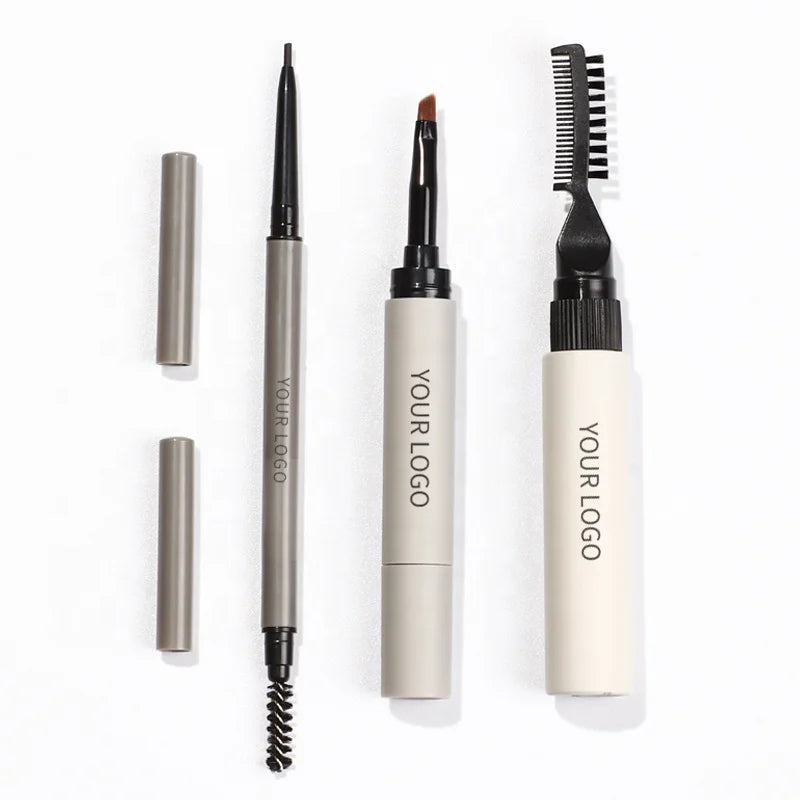 Custom Eyebrow Pen Glue Balm Eye Brow Kits with Logo Pencil Comb Brush Stencil Set Gel Private Label Waterproof Vegan Brow Set