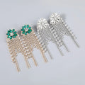 HOVANCI Flower Tassel Drop Earrings 2022 Trendy Exaggerated Big Rhinestone Beautiful Designs Statement Glasses Earring