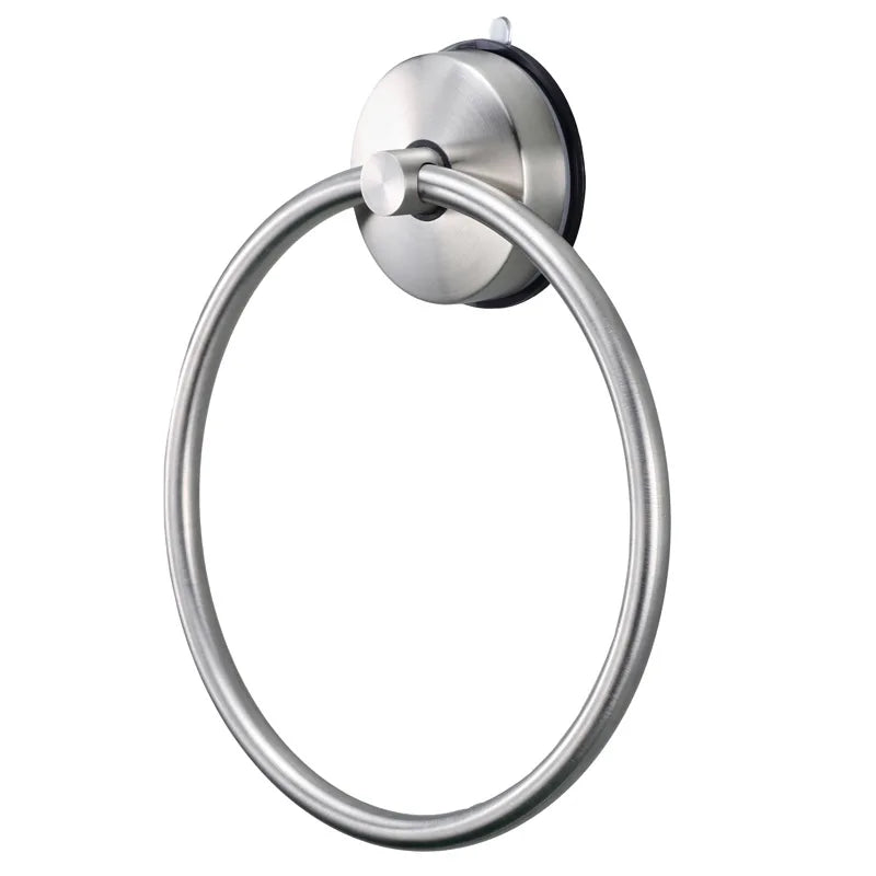 Modern Wall Mount Chrome Finish Eco-Friendly Stainless Steel Bathroom Towel Holder & Ring with Section Cup