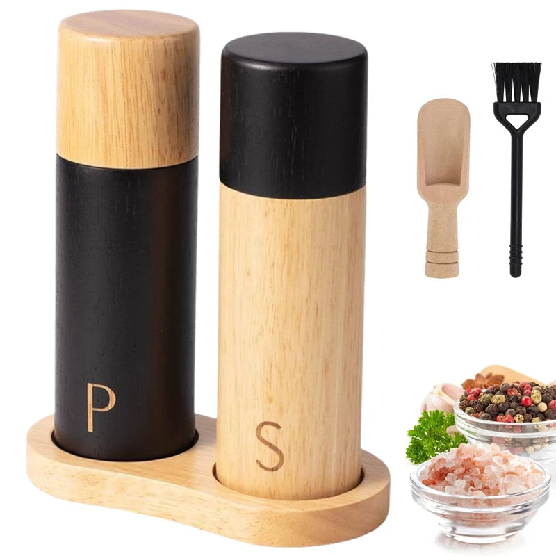 7inch Wooden Salt and Pepper Mill Spice Handheld Seasoning Grinder Bottle Cooking Home Decoration Kitchen BBQ Tools