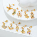 Personality Simple Gold Plated Brass Pendant Earrings Korean Jewellery Fashion Stud Earrings Zircon Piercing Bone Studs