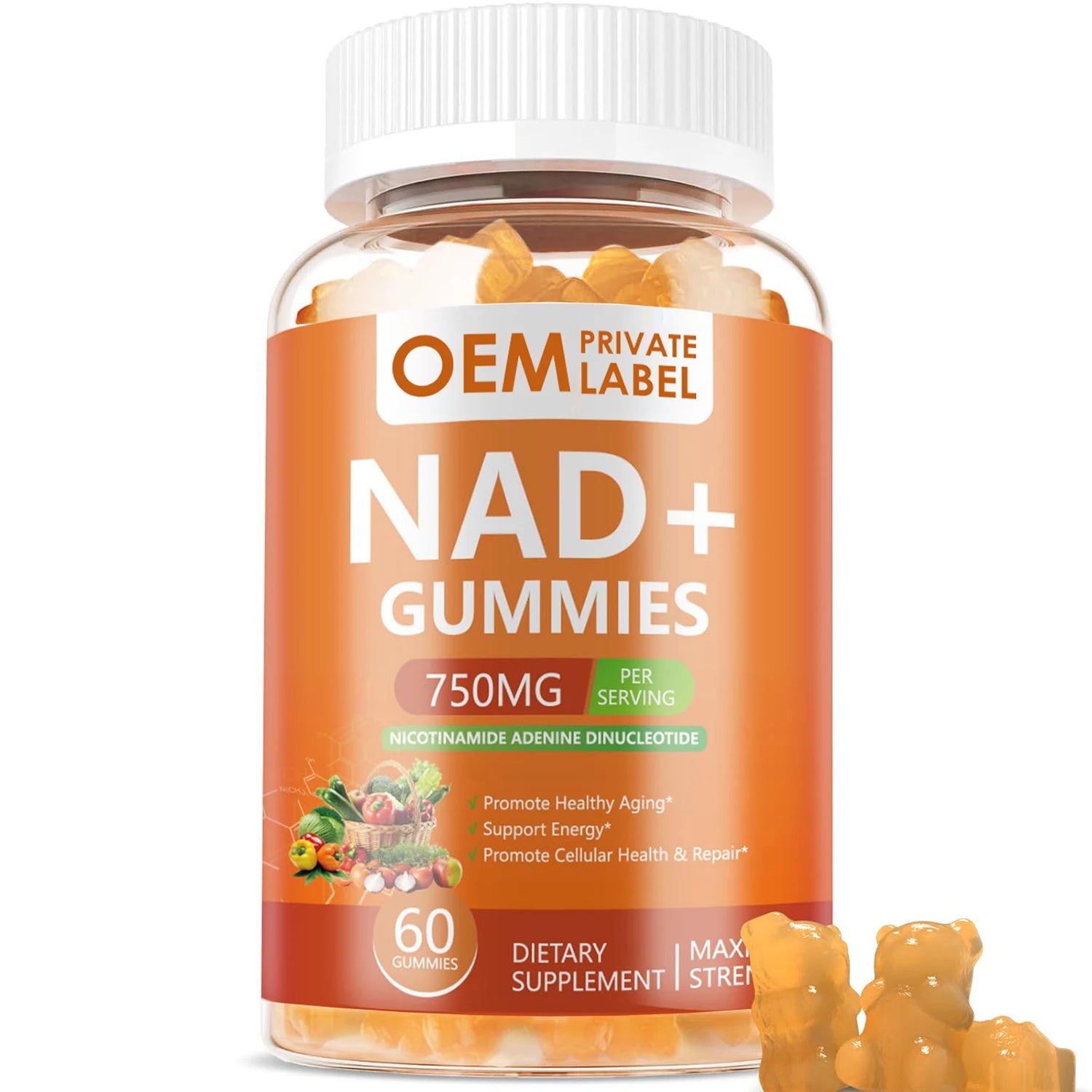 OEM NAD+ Supplement Vitamin B3 Hydrolyzed Collagen for Healthy Aging NAD+ Boost Cell Regeneration Longevity & Brain 0g Sugar
