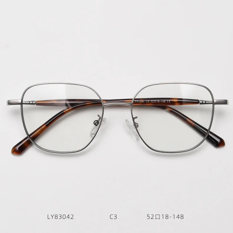 2026 New Style Large Metal Frame Plain Mirror Trendy Men and Women Myopia Glasses Frame