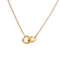 Women's Tarnish-Free Gold Plated Minimalist Double Circle Pendant Necklace Stainless Steel Circle Diamond Religious Style Chain