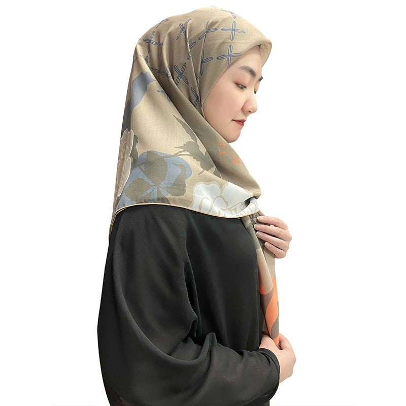 Hijab Voile Suisse Shawls and Scarves square Hijab Tudung Custom Fabric Print Supplier