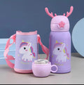 500ml Cartoon 316 Stainless Steel Deer Horn Insulation Bottle Cute Bouncing Straw Water Bottle