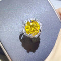 New Arrival 925 Silver 5 Carat Brilliant Cut Pass Diamond Test Sparkling Yellow Moissanite Blossom Ring for Women Fine Jewelry