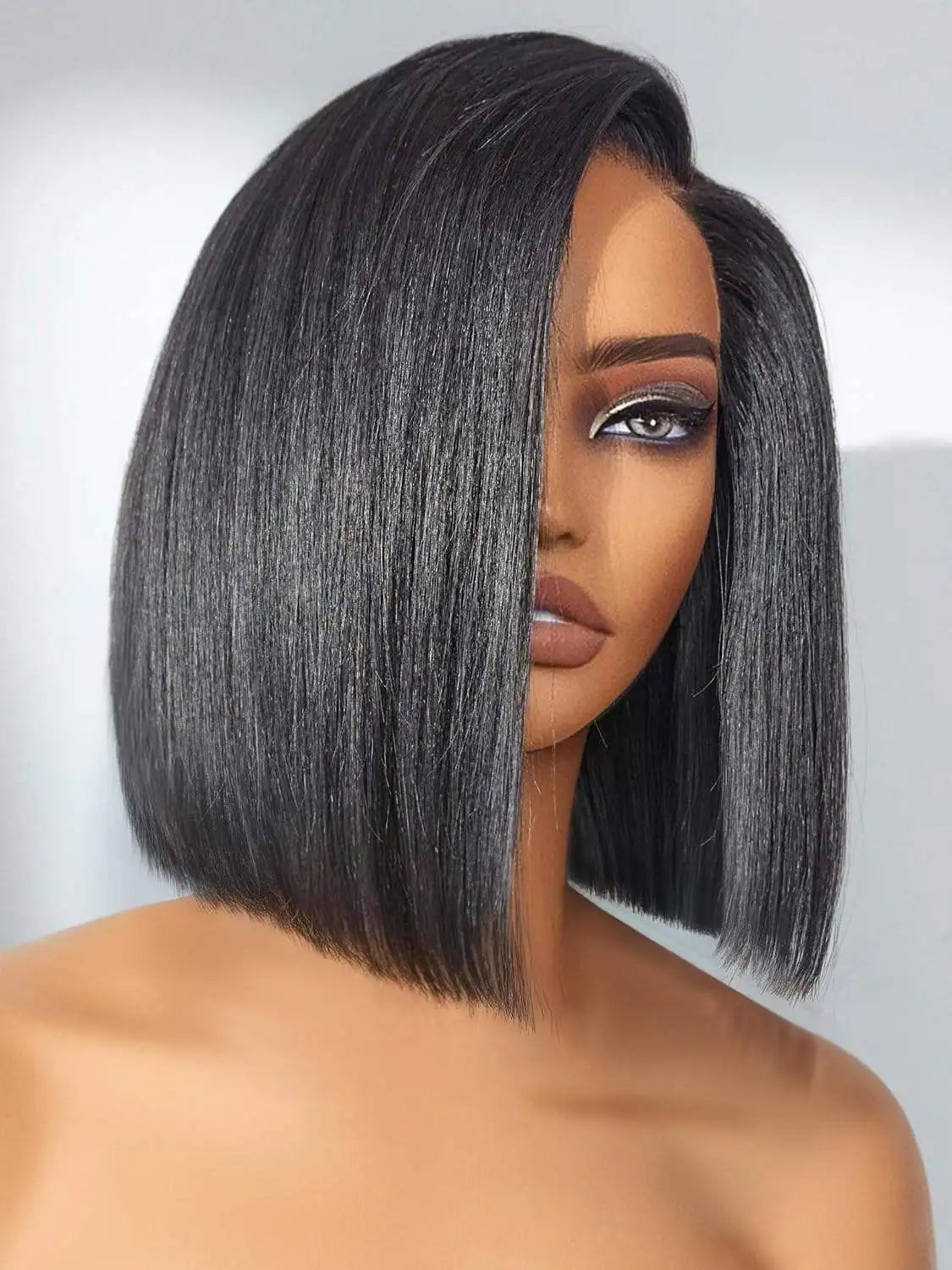 Ready to Ship Virgin Human Hair Lace Front Bob Wig Transparent Glueless Virgin Curly Cut Bob Wigs For Black Women