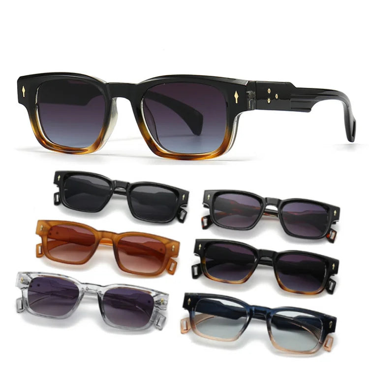 Irregular Multi Color Square Frame Punk Gradient Shade Ins Popular Small Frame Oval Shape Nail Rice Sunglasses Culos De Sol