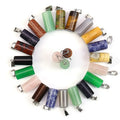 10x20mm Wholesale Round Tube Stone Crystal Pendant Quartz Pendants Charm for Necklace Jewelry Making With Alloy