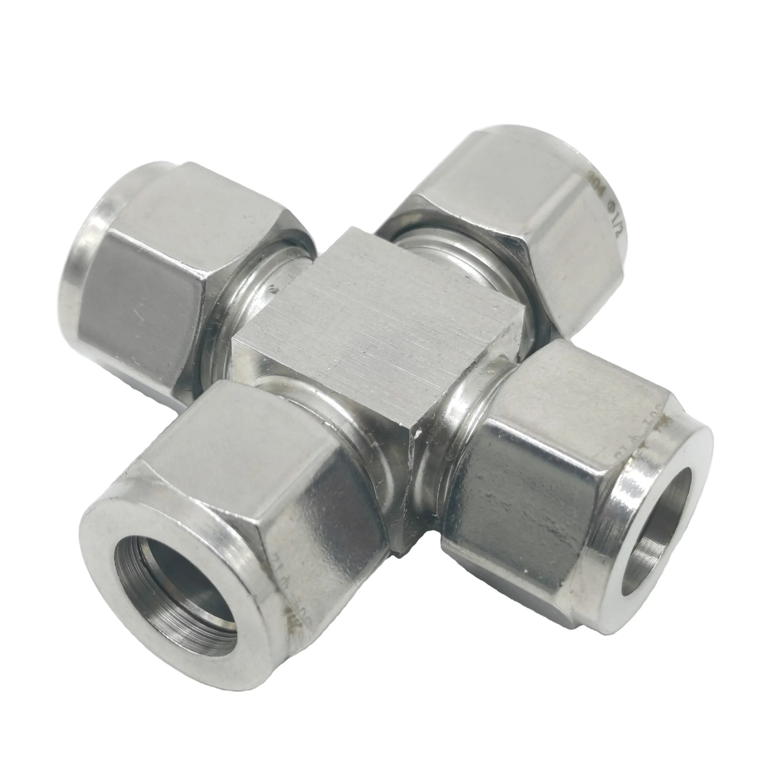304 SS Ferrule Cross Pneumatic Ferrule Cross Union 1/4 3/8 1/2 Stainless Steel Double Ferrule Cross