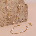 2024 Trend Fresh Water Pearl Choker Necklace Hand Made 18k Gold Plated Jewelry Stainless Steel Necklace