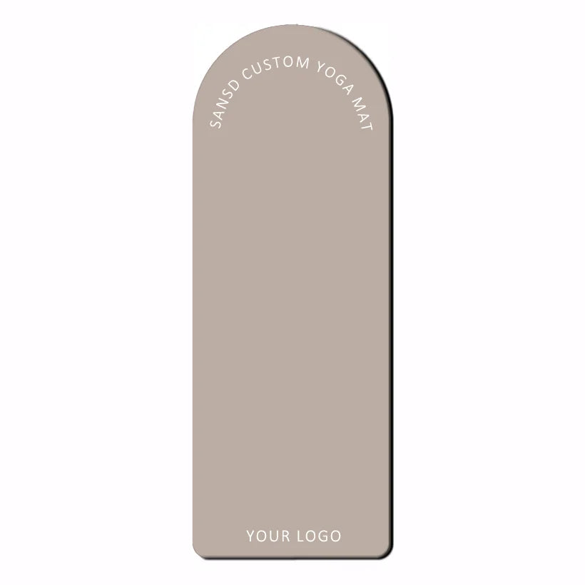 Sansd Brown Pu Pilates 5mm Oval Capsule Arch Shape Nonslip Custom Solid Colour Logo Print Vegan Matte Natural Rubber Yoga Mat