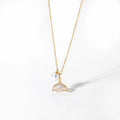 Korean Design Women 18K Gold Chain Stainless Steel Jewelry Shell Mermaid Tail Pearl Pendant Necklace for Ladies Gift
