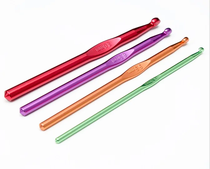 Wholesale YNS Brand Colorful Aluminum Crochet Hooks Set Kit Hand Sewing Metal Tool From ZHE for Knitting and Sewing