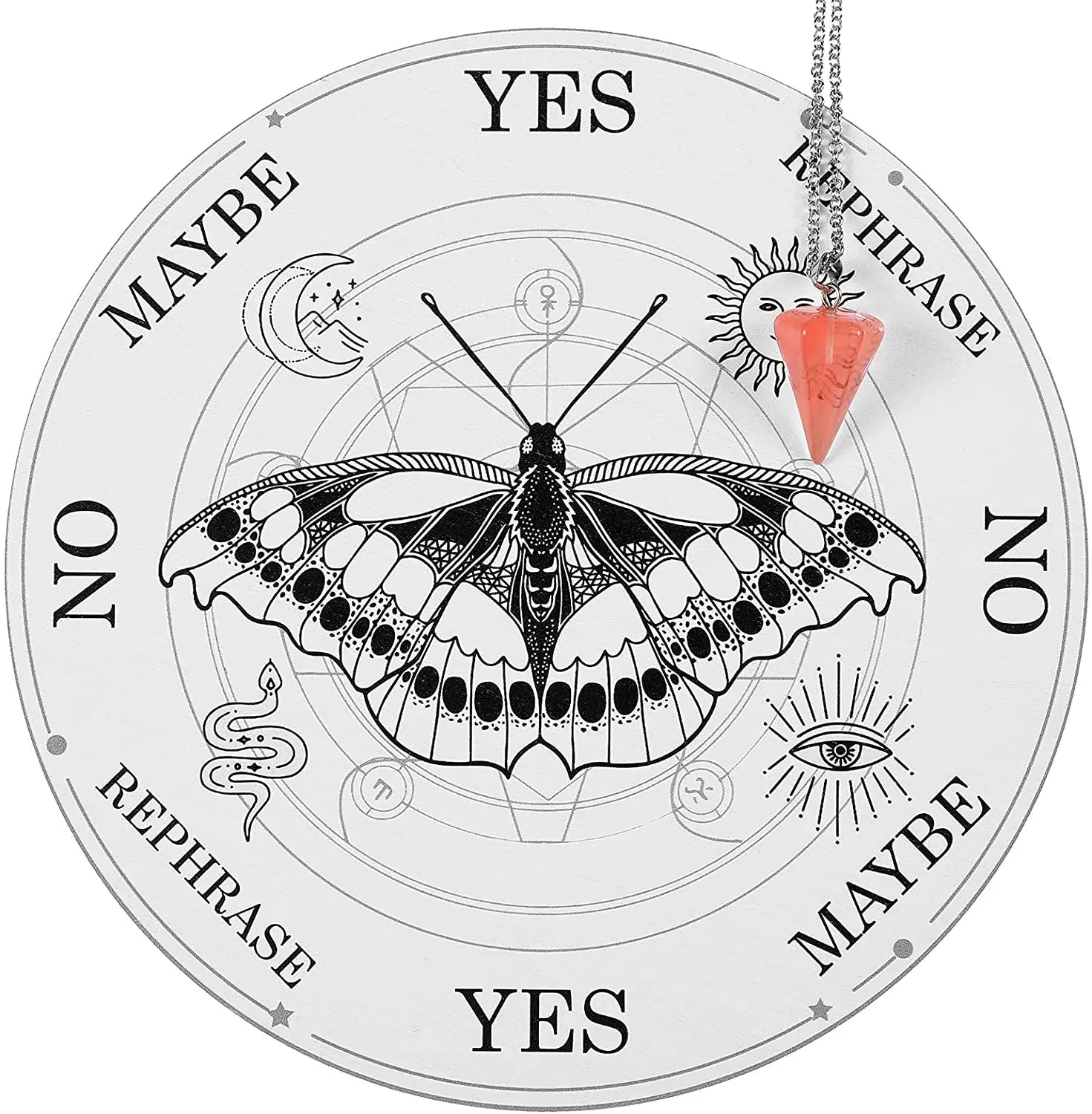 6IN Wood Butterfly Crystal Grid Pendulum Board Divination Altar Witchcraft Altar Supplies Kit