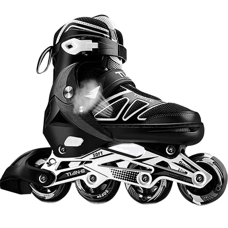 Custom Logo Soft Brand Durable Adjustable Outdoor Inline Roller Skates with Four Wheels ABEC-7 Bearing for Adults Factory Price
