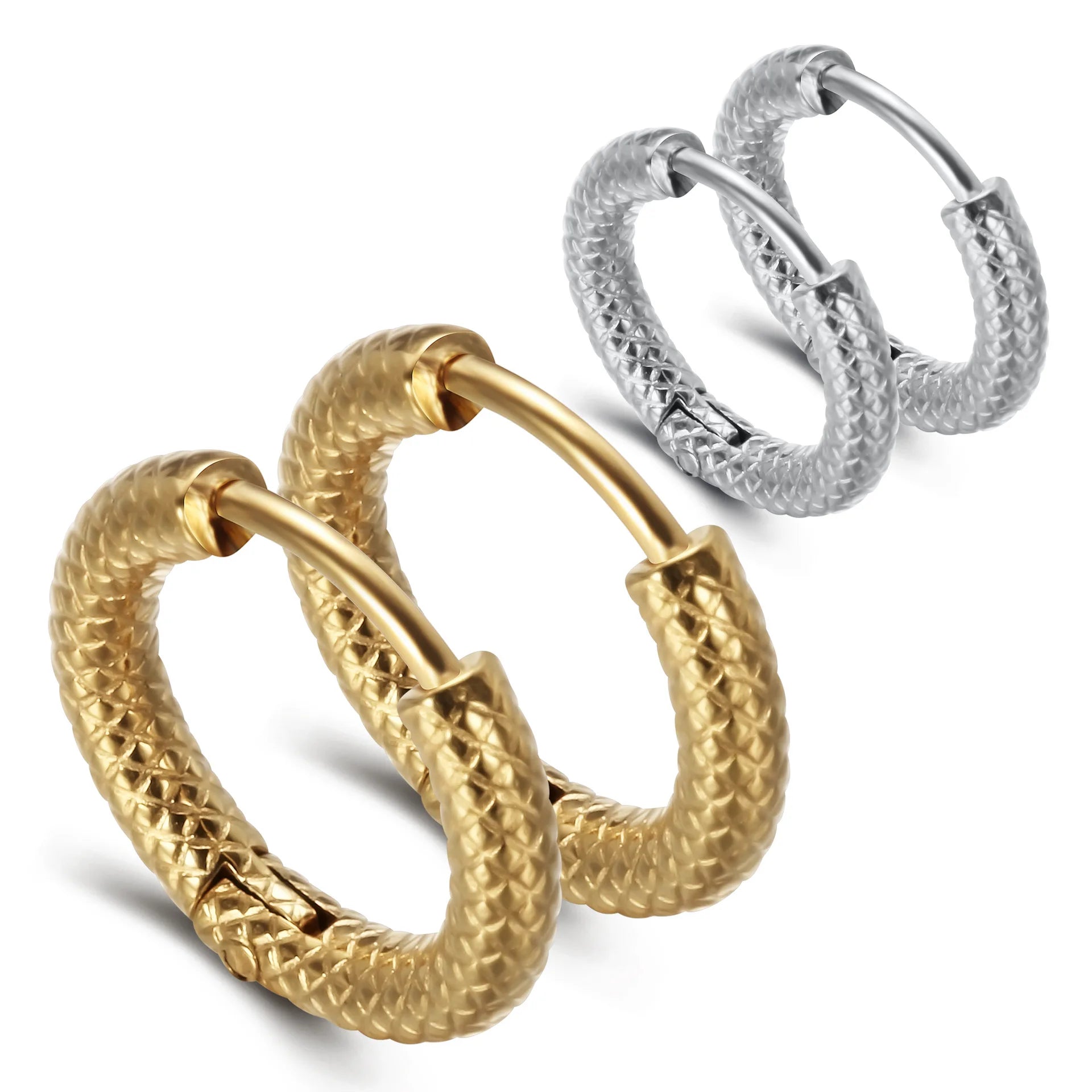 Fashion Jewelry Statement Hollow Out Earring 18K Gold Plated Stainless Steel Chunky Hoop Figure Earrings for Women German EPR Packaging