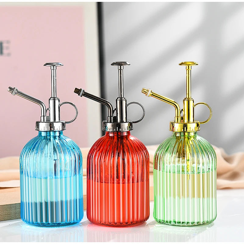 Wholesale 320ml Glass Spray Bottle Glass Watering Pot Colorful Glass Sprinkling Can