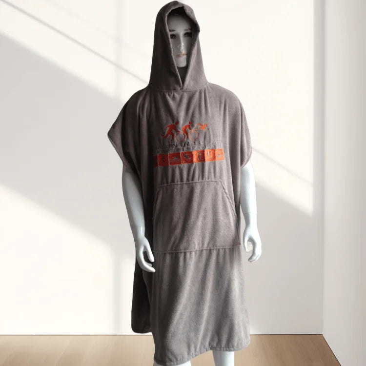 Thick Microfiber Surf Poncho Wetsuits Changing Robe Short Sleeve Towel Hooded Poncho