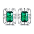 Bamoer Factory 925 Sterling Silver Shiny Square Stud Earrings Green Zircon Earrings Unisex Fine Jewelry for Women BSE803