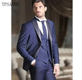 New Fashion Royal Blue Men SuitsThree Piece Coat Pant Peaked Lapel Men Suit WF666