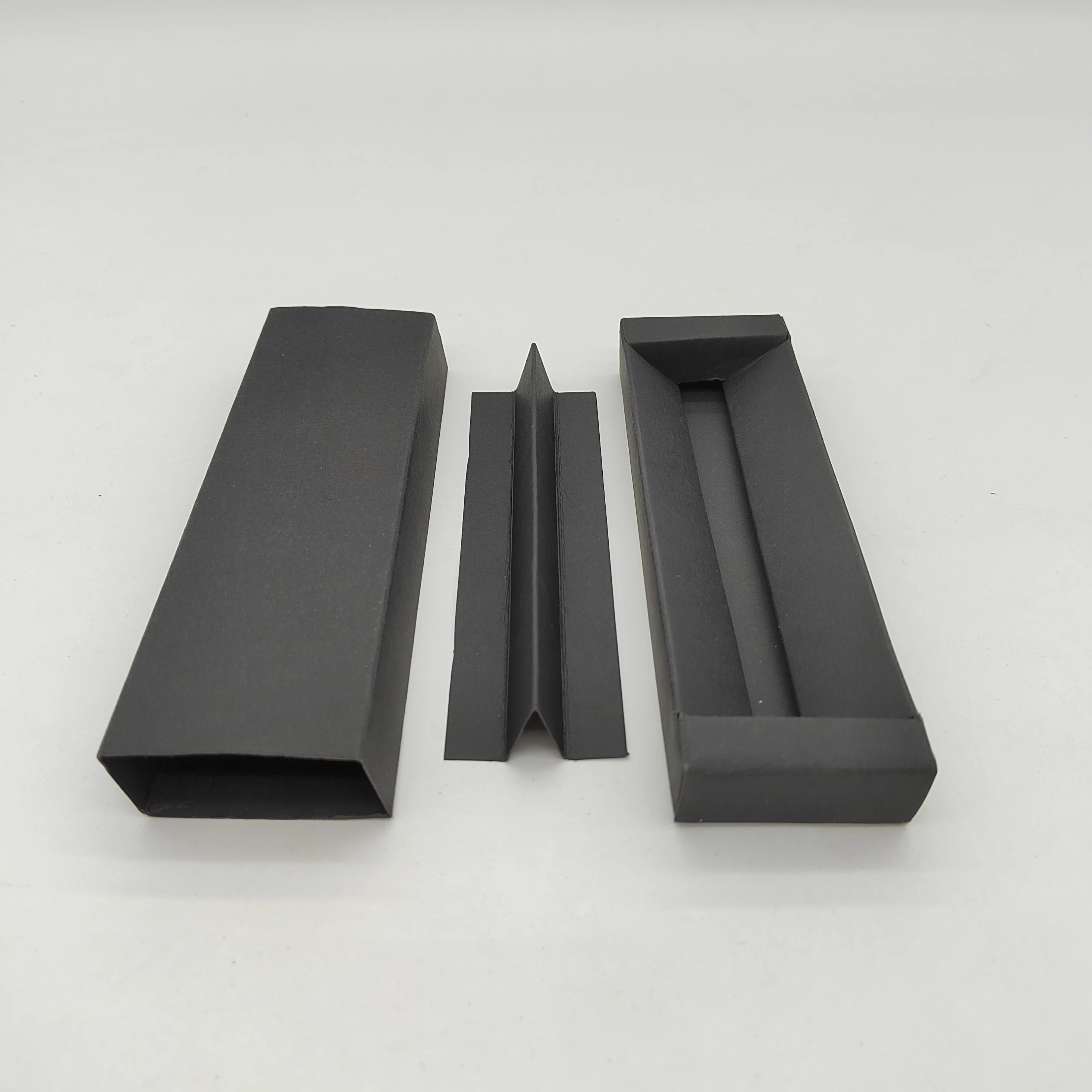 Customizable Long Narrow Black Kraft Paper Gift Box Embossing Recyclable Cardboard Drawer Packaging for Pen for Food Logo