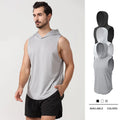 Summer Sports Quick Dry Loose Fitness Training Running Anti-wrinkle Anti-Shrink Anti-pilling Breathable Sleeveless Hooded Vest