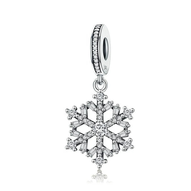 Factory Wholesale 925 Sterling Silver Snow Charm Fine Jewelry Pendants Charms for Christmas Bracelet Making