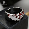 ICEBELA Jewelry S925 Sterling Silver Korean Version Red Drop Glaze Ring Female Adjustable Colorful Woman 925 Silver Rings