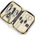 Professional 7-Piece Stainless Steel Nail Clipper Tool Set High Quality Pedicure Manicure Silver Zipper Bag PU Material Personal