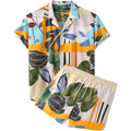 Supplier Custom Full Printing Spring Summer Men Hawaiian Beach Shirt and Shorts Sets Hawaiian Ins Shirt