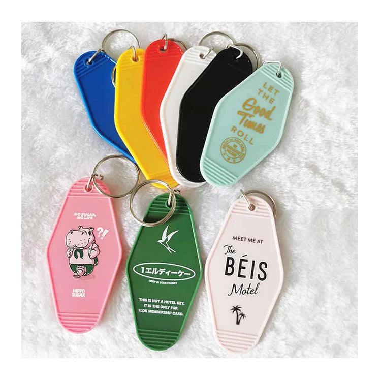 Custom Your Design Plastic Blank ABS Motel Keychains Hotel Key Tags