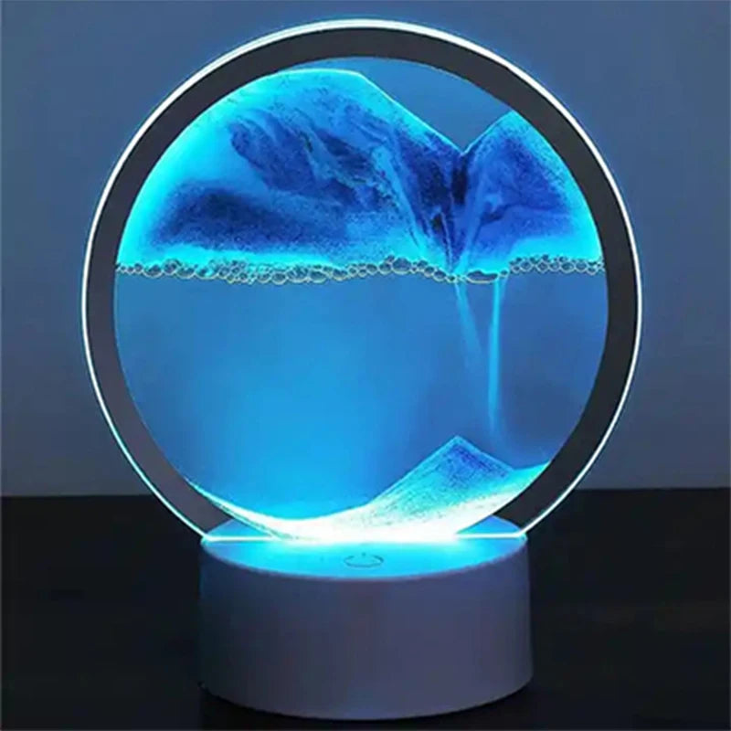 Desktop Quicksand Ornament Glass Dynamic Moving Hourglass Painting Sand Art Show 3d Bedroom Night Light Office Decor