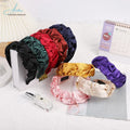 Korea Style Simple Design Hair Accessories Solid Color Head Pleated Fabric Knot Headband for Women Girls