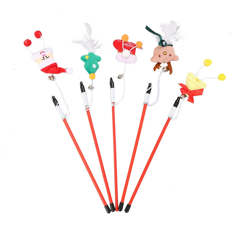 Customized Eco-Friendly Wood & Feather Interactive Soft Cat Toy Stick for Cats