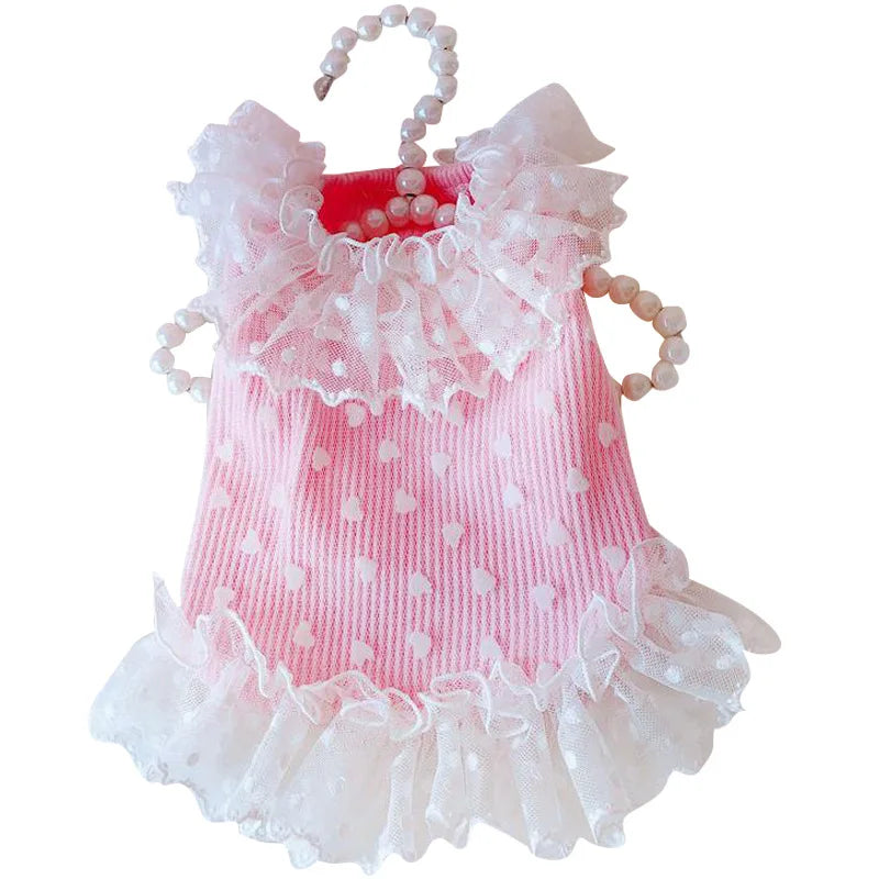 Wholesale Summer White pink Ghana Lace Dog Pet Dress Styles