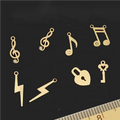 GP US Eight Note Charm Heart Lock 14k Gold Filled Witch Key Note Lightening Connector Zircon Charms Jewelry Making Wholesale
