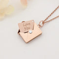 Personalized Frame Valentine's Day Custom Stainless Steel Locket Pendant Love Letter Envelope Necklace Unisex Card Setting Made