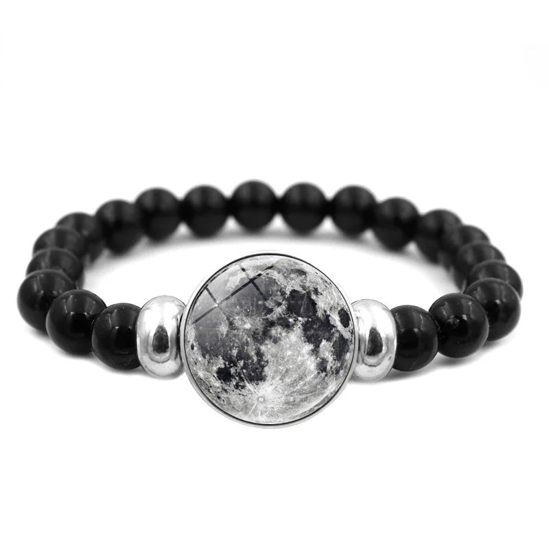 Solar Planet Galaxy Nebula Space Neptune Venus Moon Earth Jupiter Mars Saturn Uranus Mercury Sun Elastic Band Beaded Bracelet