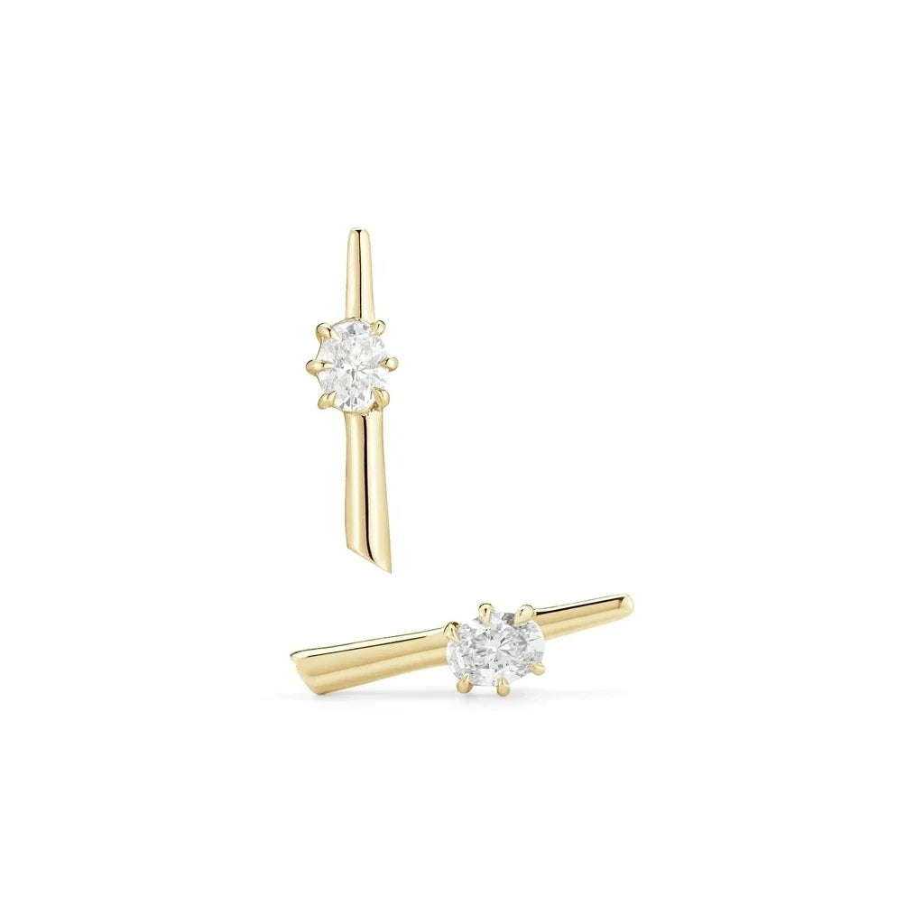 LOZRUNVE 925 Sterling Silver Elegant  Pave Bar Stud Earring Women