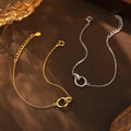 Wholesale Fashion Minimalist Jewelry 925 Sterling Silver Geometric Zircon Round Double Rings Gold Plated Bracelets Women