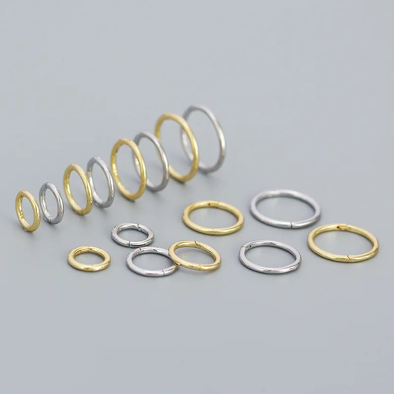 925 Sterling Silver Huggie Earring 6mm 8mm 10mm 12mm 1.25mm Thick Minimalist Gold Plated Jewelry Thin Hoop Earrings