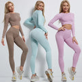Joyyoung Seamless Fitness Clothes Long-sleeved Trousers Tight Sports Suits High Waist Buttocks Yoga Clothes Women