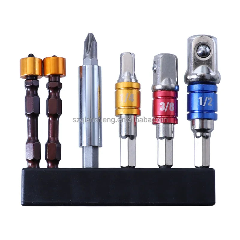 6pcs/set Wrench Socket Adapter Drill Bits Set Hex Shank Square Nut Driver Drill Impact Socket Hex Shank Square Head Drill Bit