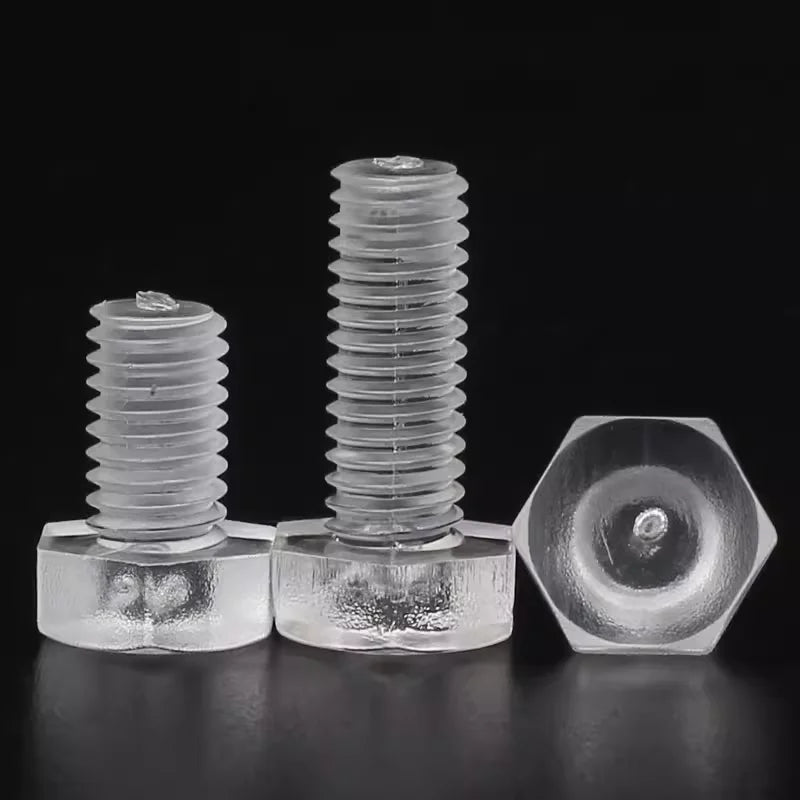 M3 M4 M5 M6 Acrylic Transparent Hex Hexagonal Bolt Screws PC Plastic Screw Bolts 8mm-60mm Length M6 X 25mm
