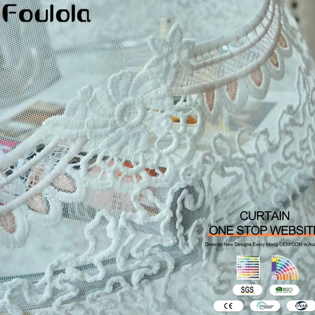 Factory Supplies Fabrics for Living Room Landscape Window Screens and Embroidery Sheer Curtains