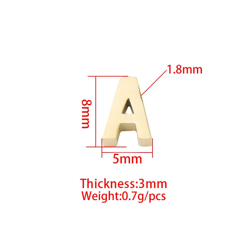 Fashion Jewels Accessories Stainless Steel Gold Plated Initial 26 Alphabet Letter Charm Alphabet Pendant With Hole
