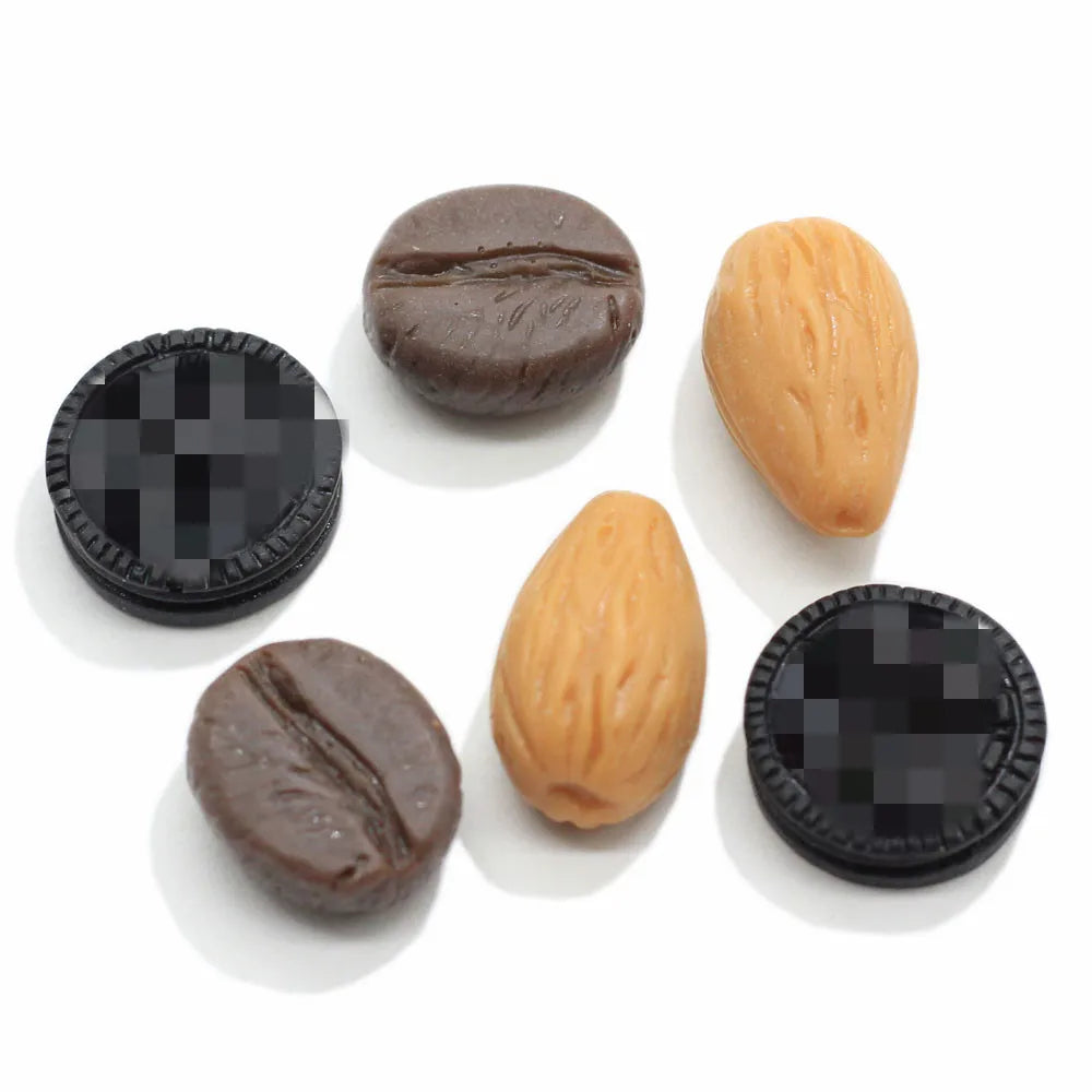 100pcs Mini Food Resin Charms 3D Coffee Bean Beads Seed Shape Resin Ornament for Slime Filler Charm